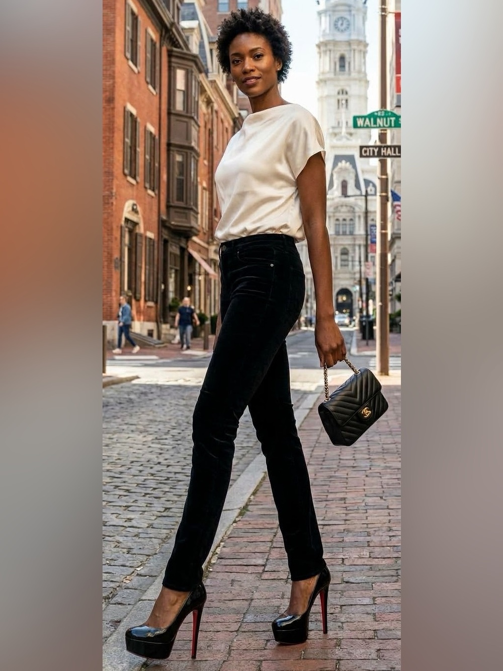 PAIGE Skyline Mid-rise Straight-cut Black Velvet Jeans size 30 Tall